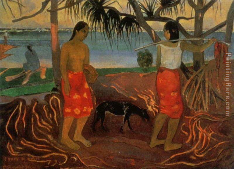 Beneath the Pandanus Tree painting - Paul Gauguin Beneath the Pandanus Tree art painting